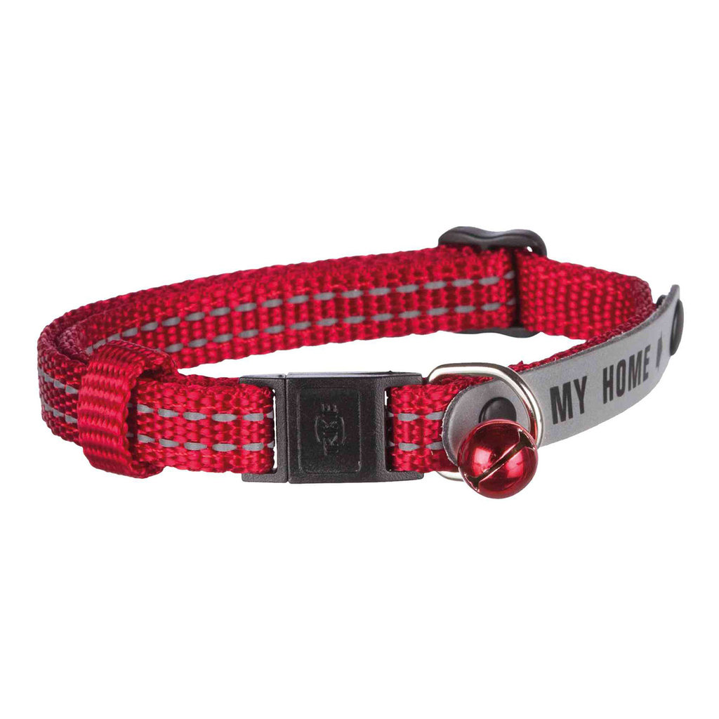 Cat collar with address tag, reflective, nylon