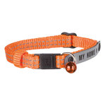 Cat collar with address tag, reflective, nylon