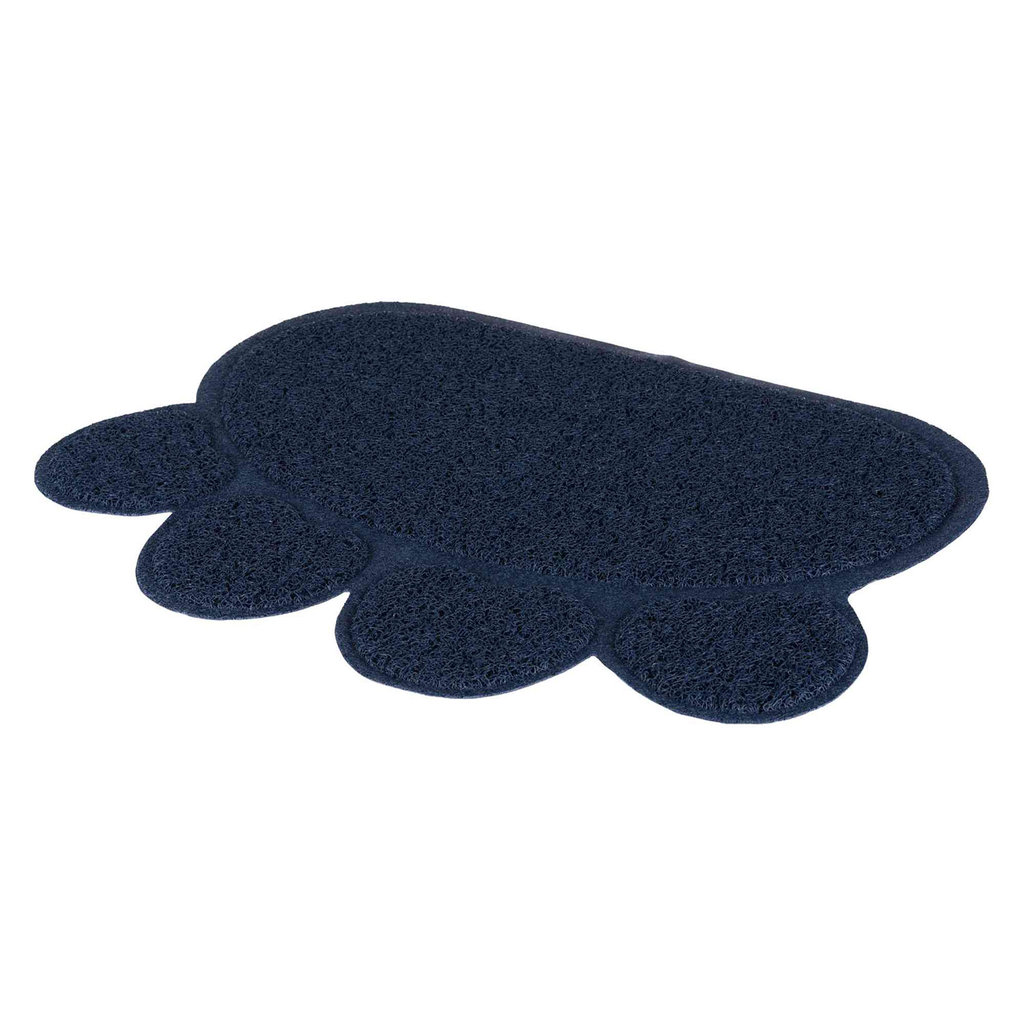Cat litter tray mat, paw, PVC, 60 × 45 cm, dark blue