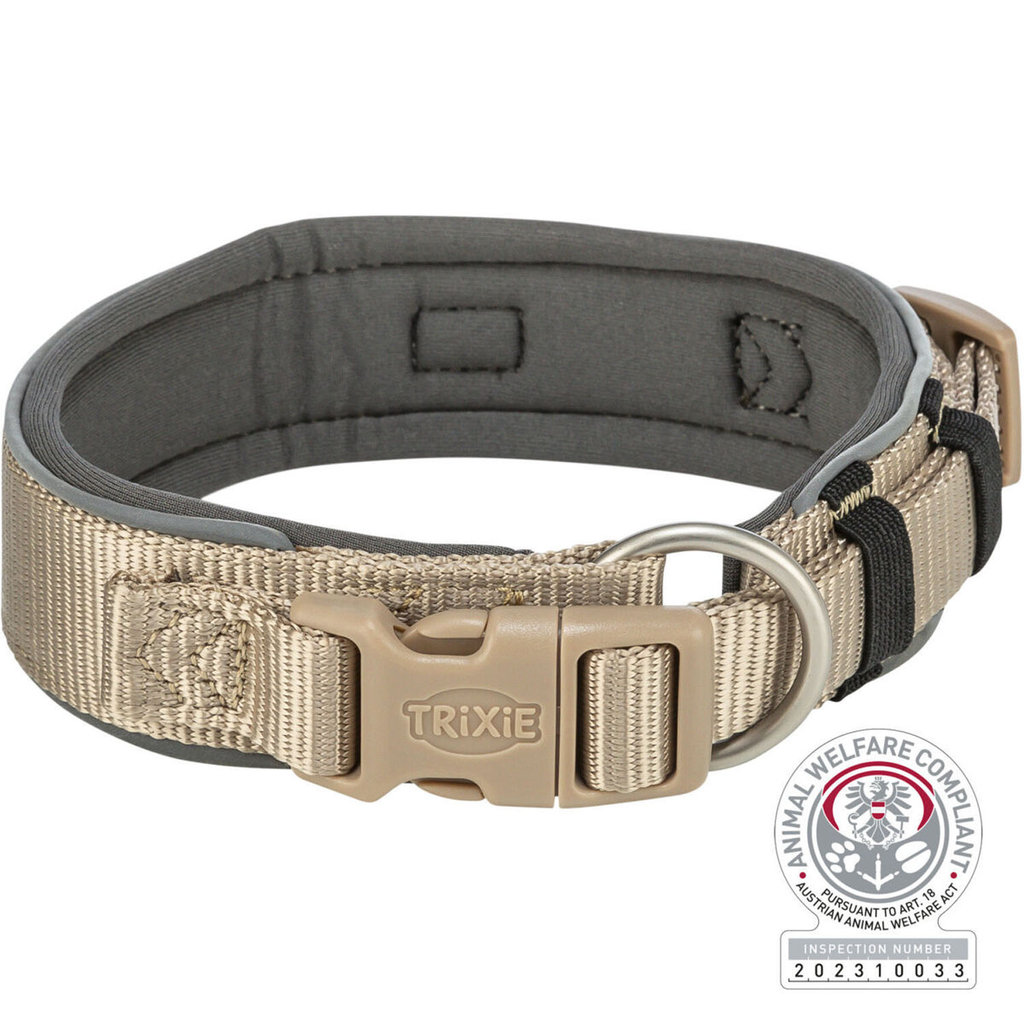 Premium Collar, extra ancho, L, 46–55 cm/50 mm, Arena/Grafito