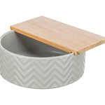 Bañera de Arena con plataforma para roedor, cerámica/madera, ø 24 / 25 x 9 cm