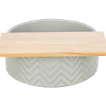 Bañera de Arena con plataforma para roedor, cerámica/madera, ø 24 / 25 x 9 cm