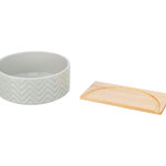 Bañera de Arena con plataforma para roedor, cerámica/madera, ø 24 / 25 x 9 cm