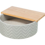 Bañera de Arena con plataforma para roedor, cerámica/madera, ø 24 / 25 x 9 cm