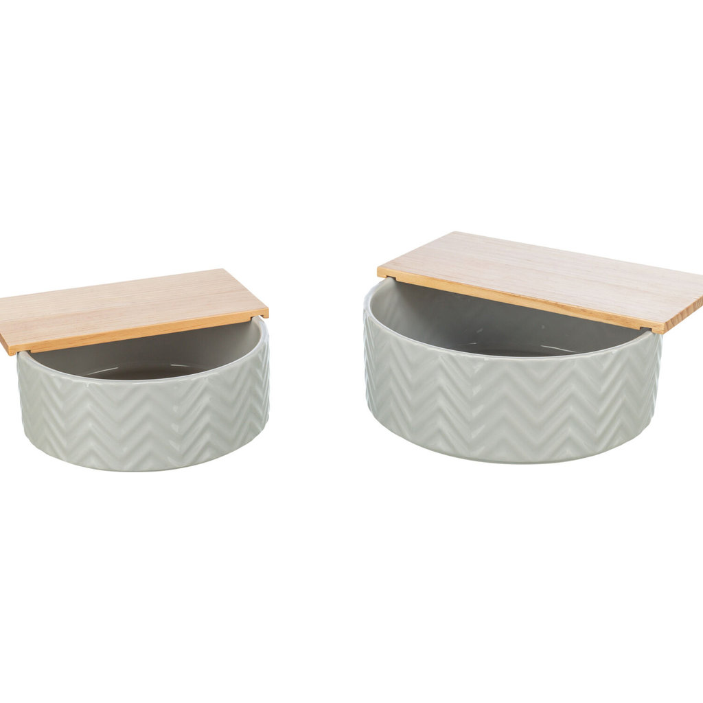 Bañera de Arena con plataforma para roedor, cerámica/madera, ø 24 / 25 x 9 cm