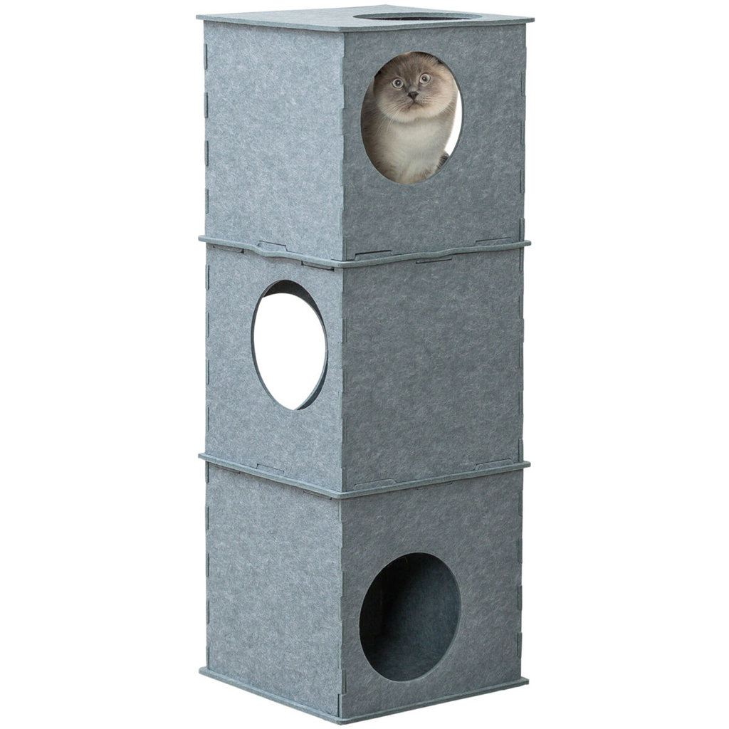Torre de fieltro Nele, 38 × 105 × 38 cm, gris