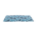 Alfombrilla refrescante con estampado de hojas, 90 × 50 cm, azul claro