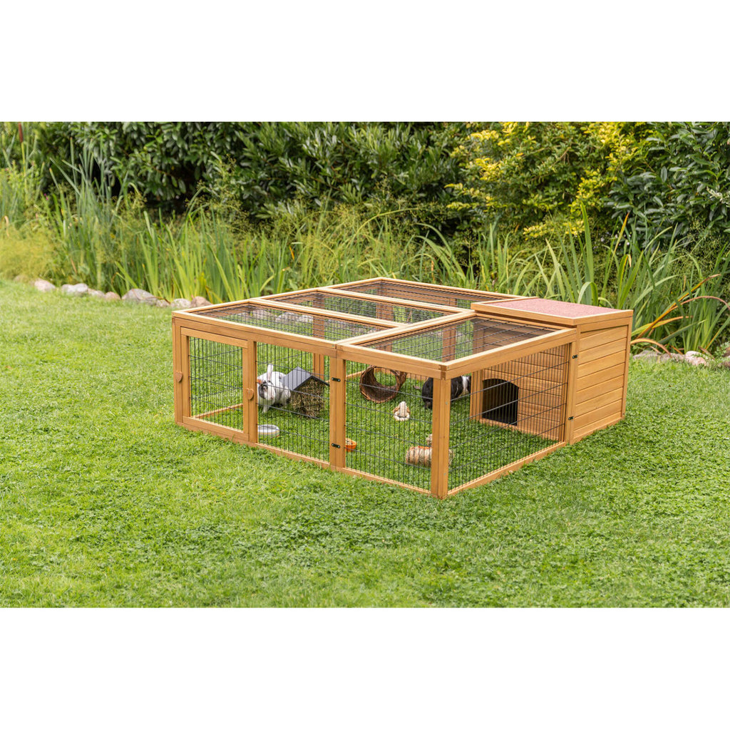 Recinto Exterior con Cubierta, 150 × 53 × 150 cm, marrón oscuro