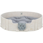 Cama Emelie, fieltro,ovalada,50×42cm,arena/gris