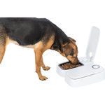 Comedero Autom. TX2, 2x300 ml, 27x7x24 cm, Gris/Negro