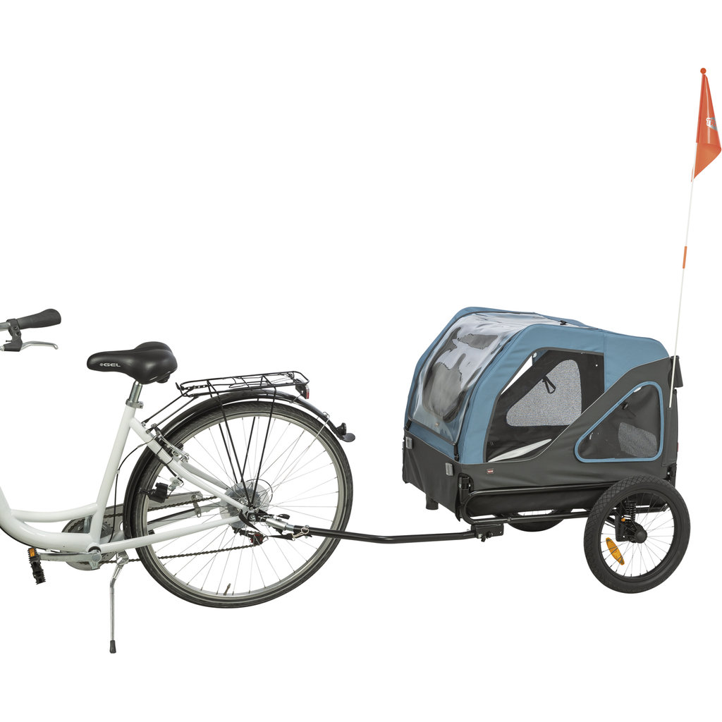 Remolque para bicicletas, L: 81 × 112 × 112/155 cm, azúl/gris