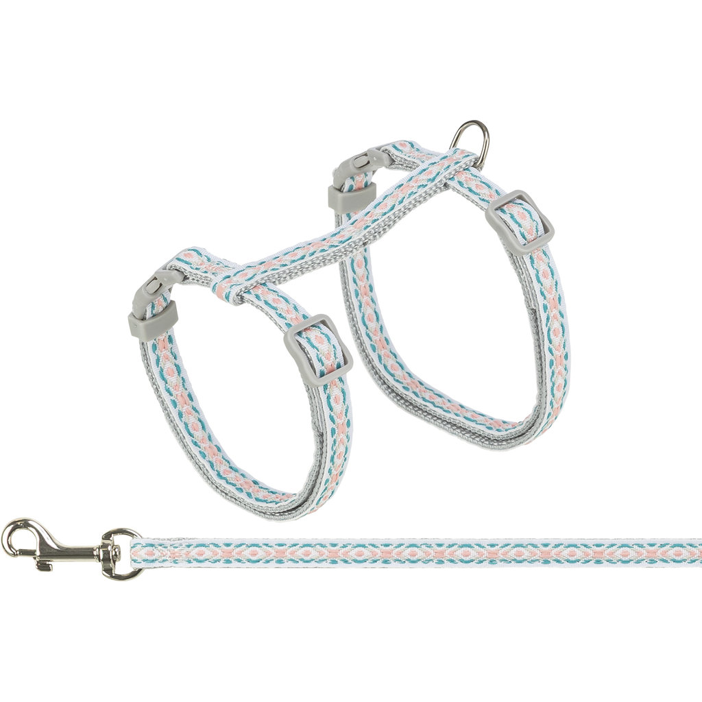 Arnés para gatos con plomo, retro, 28–45 cm/10 mm, 1,20