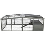 Outdoor run XL, with cover, wood, 233 × 79 × 116 c