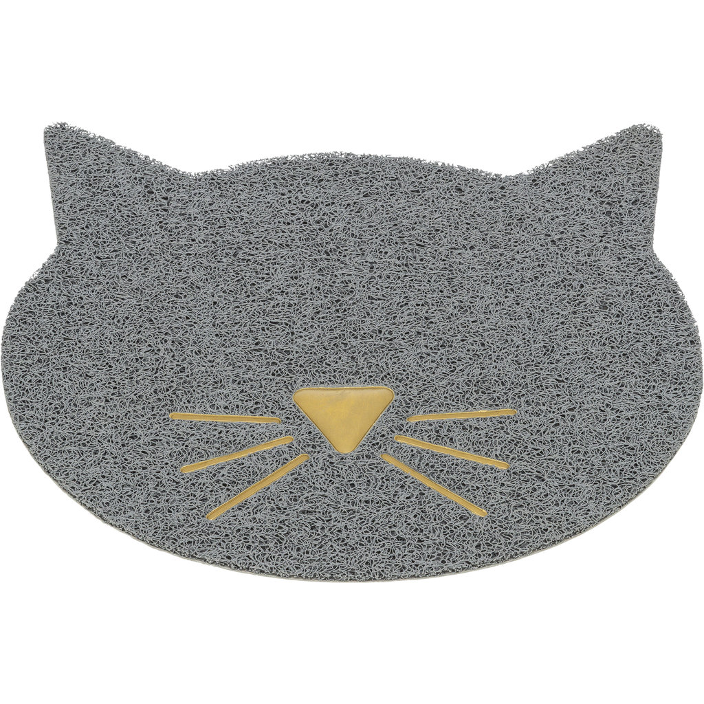 Alfombrilla para la bandeja de arena del gato, cabeza gato, PVC, 60 cm/50 cm, l